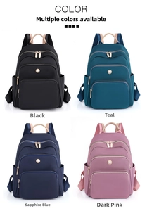 Dettaglio zaino in nylon grande capacità in quattro colori con cerniere dorate
