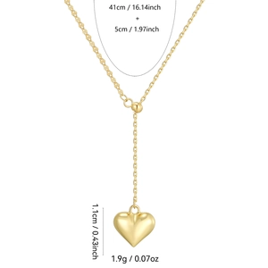 Minimalist gold S925 sterling silver heart necklace with adjustable chain length