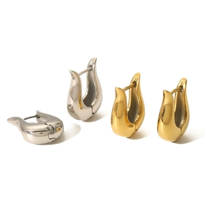 Minimalist irregular U-shaped stainless steel earrings in gold and silver finish