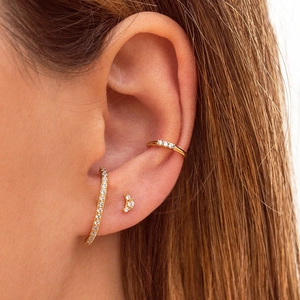 Ensemble de trois boucles d'oreilles ear cuff plaqué or 18k avec zircons pour femmes