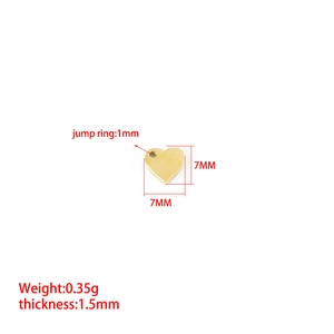 304 roestvrijstalen hart hanger voor DIY sieraden, maat 7x7mm met afmetingen
