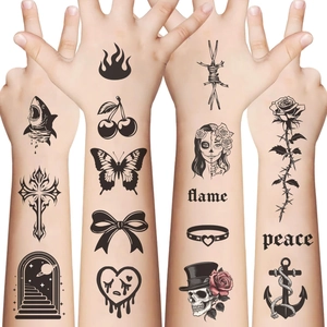 Waterproof American style rose skull and butterfly temporary tattoos for parties and gifts