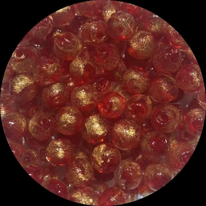 Deep red glass bead with gold foil inclusions for DIY jewelry and bracelets