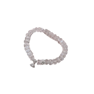 Bracelet élégant en perles de cristal avec pendentif lotus argenté au style chinois épuré