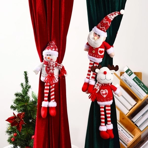 Boucles De Rideaux De Noël En Peluche Tricotée Père Noël Bonhomme De Neige Renne Attache Décoration De Fenêtre Fête Maison Ornement