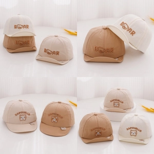 Baby Baseball Cap Short Soft Brim Polyester Quick Dry Sun Protection Breathable Bear Embroidery Toddler Boys Girls Outdoor Casual
