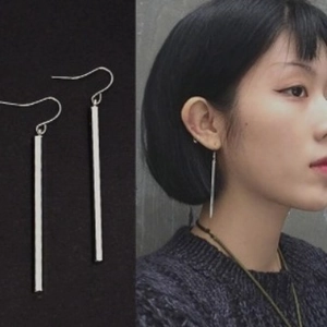 Minimalist Long Bar Dangle Earrings Alloy Geometric Linear Drop For Women With Stainless Steel Earring Post