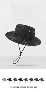 Detail view of adjustable drawstring and metal mesh ventilation eyelets on tactical boonie hat