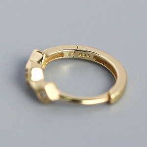 Polished gold S925 sterling silver rhombus earrings with engraved 925 certification mark