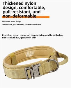 Tactical nylon dog collar with heavy duty metal buckle and breathable padded lining