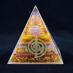 Orgone Pyramid Energy Generator Resin Crystal Copper Coil Gold Foil Meditation Chakra Healing Desk Decor Spiritual Ornament
