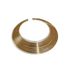 Chic multi-strand gold metal choker necklace with minimalist layered geometric design
