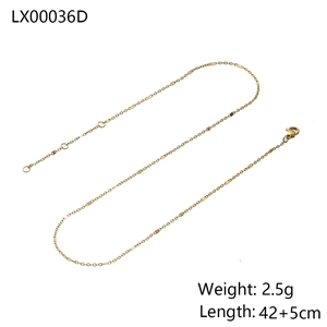 Detail of gold snake chain necklace with dimensions 42+5cm and weight 2.5g on white background