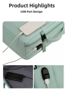 Travel backpack with USB charging port, large capacity and lightweight design for use.