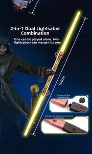 Detailed 2-in-1 extendable laser sword toy with a 154cm dual connector assembly