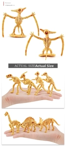 Miniature dinosaur fossil skeletons held in hand showing actual size of pterosauri