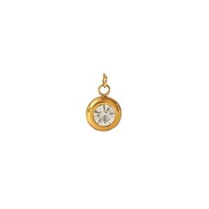 Pendentif rond en acier inoxydable plaqué or 18 carats avec zircon pour bijoux DIY