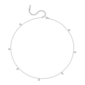 Elegante collana in titanio argento con pendenti rotondi multipli e chiusura a moschettone