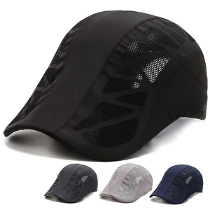 Men Mesh Newsboy Cap Breathable Polyester Quick Dry Sunshade Sport Flat Cap Adjustable