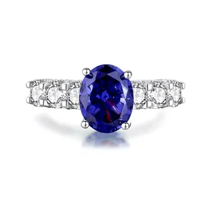 S925 Sterling Silver Ring For Women Oval Cubic Zirconia Gemstone Elegant Jewelry Anniversary Engagement Minimalist Gift