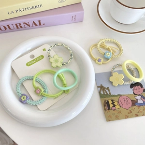 Pastel candy color flower elastic hair ties set for women in various cute designs