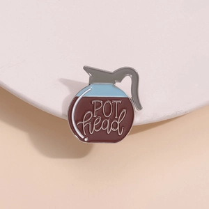 Coffee Pot Enamel Pin Badge Zinc Alloy POT Head Lettering Brooch For Clothing Backpack Minimalist Creative Jewelry