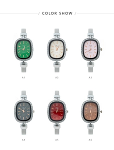 Color display of elegant women's quartz watches with diamond bezels and mesh straps