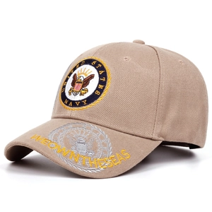 Casquette de baseball en coton kaki avec broderie United States Navy et motif aigle