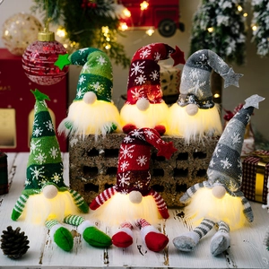 Glowing Christmas Gnome Plush Doll Light Up Knitted Snowflake Star Faceless Rudolph Nordic Holiday Home Table Decor