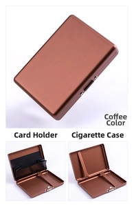 Coffee metal case detail showing internal card slots and cigarette clip structure