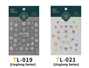 Gedetailleerde weergave van TENSOR 5D nagelstickers TL-019 en TL-021 uit Linglong-serie