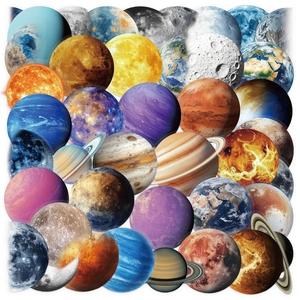 Solar System Planet Stickers Waterproof PET Cartoon Astronomy Decals For DIY Guitar Laptop Skateboard Stationery Decoration