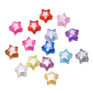 Macro shot of colorful two-tone acrylic star beads for DIY jewelry and phone charms