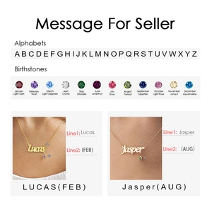 Custom gold name necklace with 26 letters and 12 birthstones design guide
