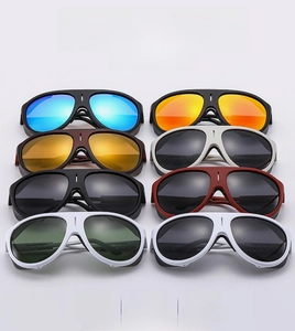 Oversized sport sunglasses collection showing eight color variants and gradient lenses