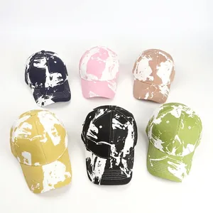Casquettes de baseball en coton tie-dye en six coloris comme le marine, rose et vert