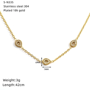 Elegant 18K gold plated stainless steel teardrop pendant necklace with size dimensions