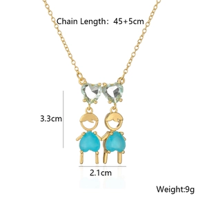 Collier plaqué or avec pendentif créatif en forme de cœur pour garçons et filles
