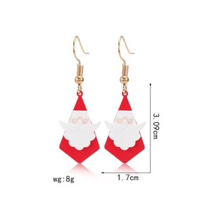 Detail view of Santa Claus earrings showing dimensions 3.09cm by 1.7cm and 8g weight