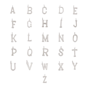 Polished stainless steel A-Z uppercase letter pendants set for DIY necklaces