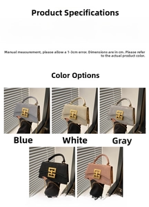 Detailed size chart for the PU leather chain bag showing dimensions and weight in cm