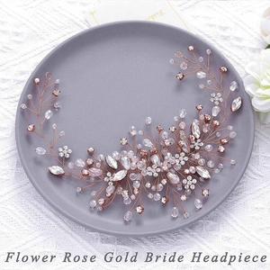 Elegante accessorio per capelli da sposa in oro rosa con cristalli e strass lucidi