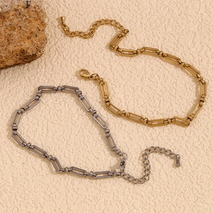 Stainless Steel 14K Gold Plated Paperclip Chain Anklet For Women Simple Retro Geometric Adjustable Link Foot Jewelry
