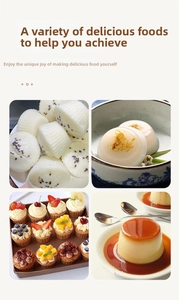 Selection of desserts including steamed rice cakes and muffins made with silicone molds