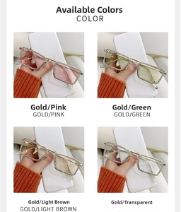 Gafas de sol sin montura con diamantes de imitación en oro, rosa, verde y marrón