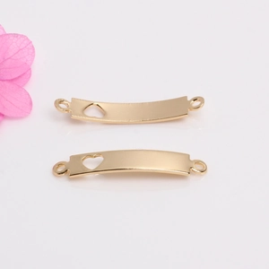 14k gold filled curved bar connectors with heart cutout and flower decor for DIY jewelry