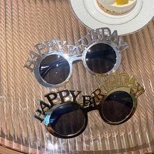 Gold and silver Happy Birthday metallic glasses for festive party celebrations