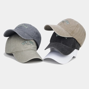 Vintage washed cotton baseball caps in five colors with New York embroidery detail