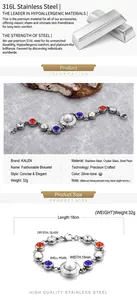 Detailed view of beaded bracelet with colorful crystal glass and shell pearl on 316L steel