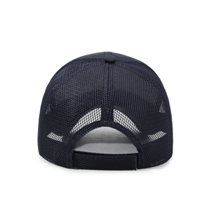 Navy blue breathable mesh baseball cap with adjustable strap for outdoor sports